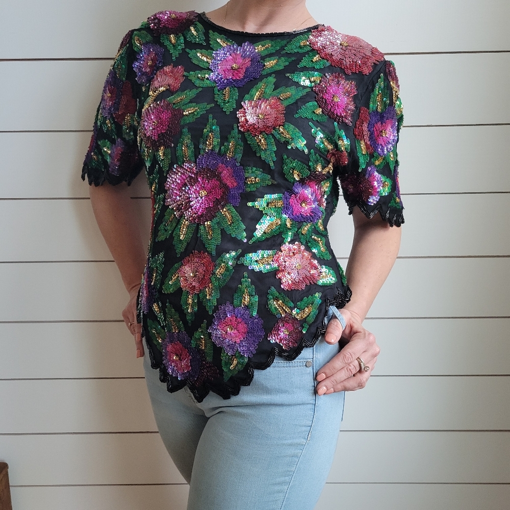 Vintage Laurence Kazar Sequin Top